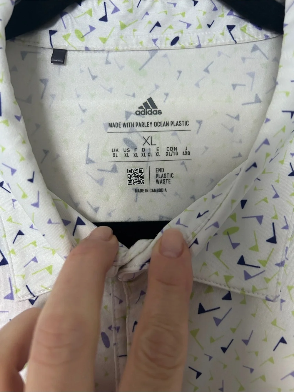 Adidas Golf Polo Shirt XL | Parley Ocean Plastic | White Print Performance Polo